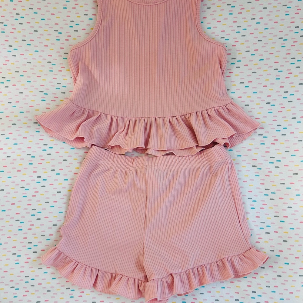 Pink Ruffle Tank Top and Shorts Set - Picture 2 of 2
